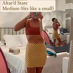 checkered mini skirt